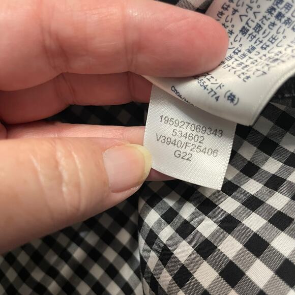 Lands End Womens Size 1X (16W-18W) No Iron Suprima Black White Gingham Plaid - Picture 6 of 10